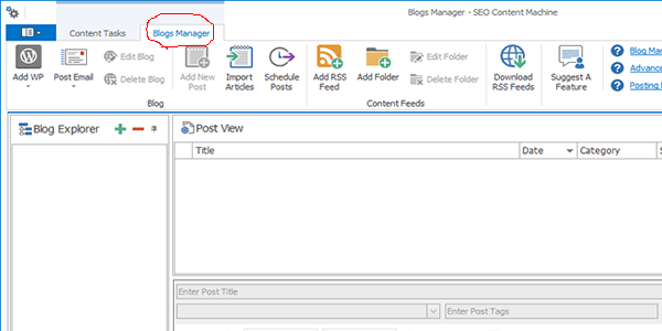 Select the "Blogs Manager" Tab.